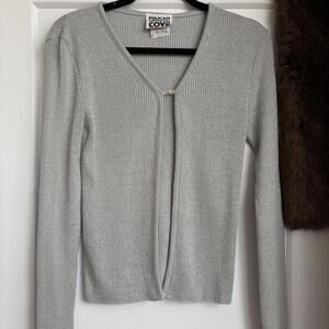 VINTAGE PELICAN COVE SPARKLY SILVER CARDIGAN
